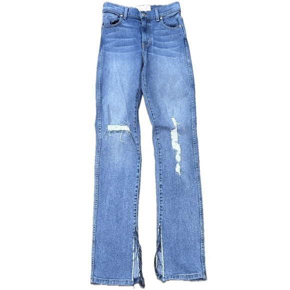 ππΊπΈβ REVICE High Rise Straight Leg Jeans | Distressed Flag Pocket Womenβs 24 - Picture 2 of 5